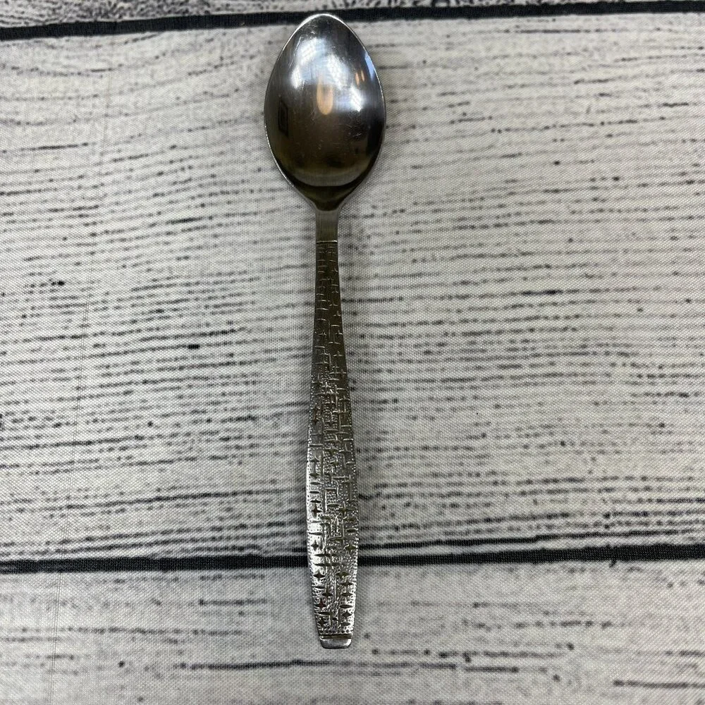 Vintage TWA Airline Stainless Steel Basketweave Teaspoon 6